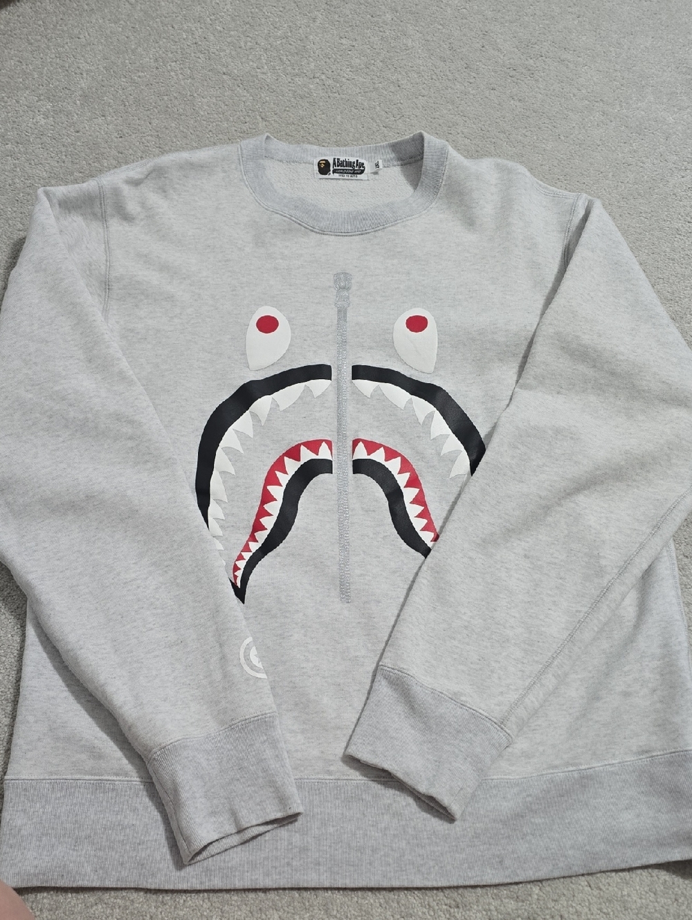 BAPE Grey Shark Crewneck Sweatshirt